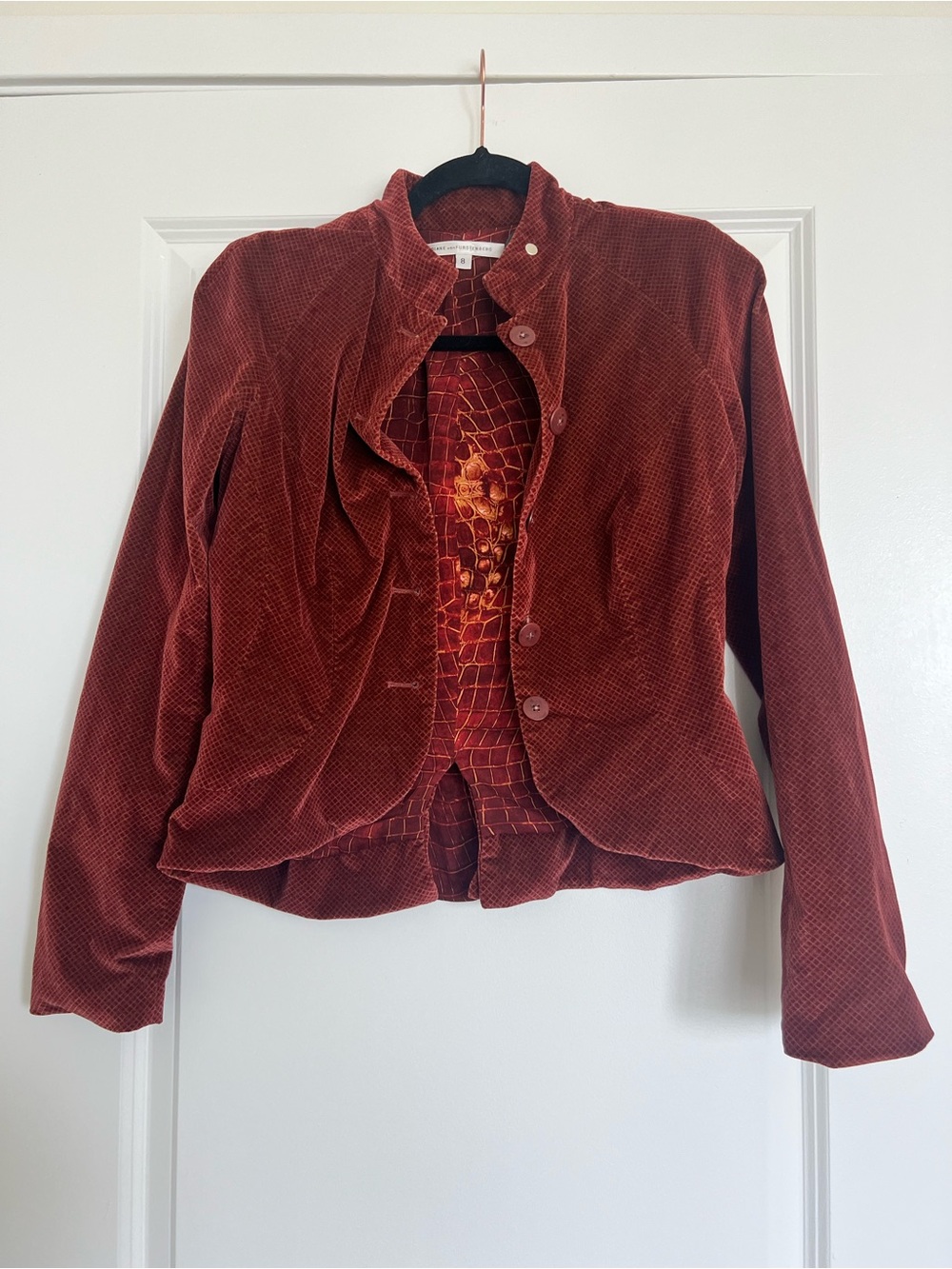 Diane Von Furstenberg Rust Velvet Blazer